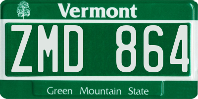 VT license plate ZMD864