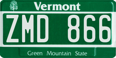 VT license plate ZMD866