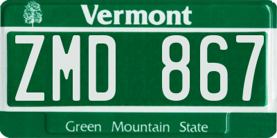 VT license plate ZMD867