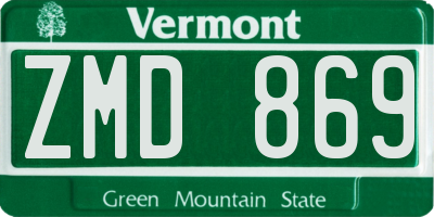 VT license plate ZMD869