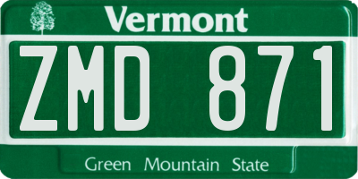 VT license plate ZMD871