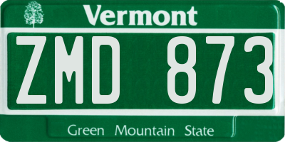 VT license plate ZMD873