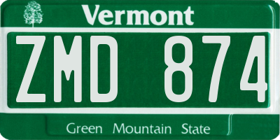 VT license plate ZMD874