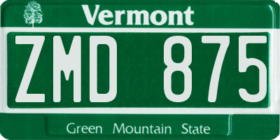 VT license plate ZMD875