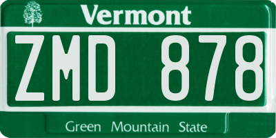 VT license plate ZMD878