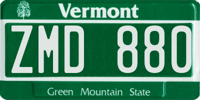VT license plate ZMD880