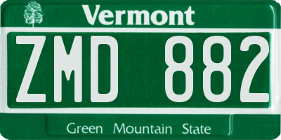 VT license plate ZMD882