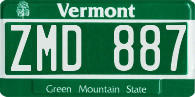 VT license plate ZMD887