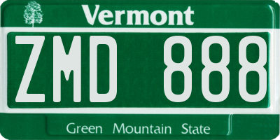 VT license plate ZMD888