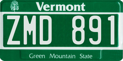 VT license plate ZMD891