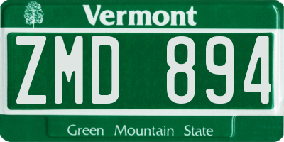 VT license plate ZMD894