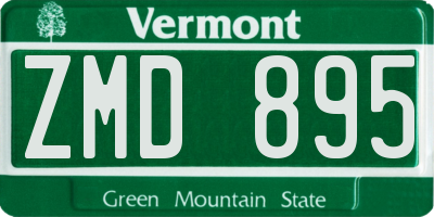 VT license plate ZMD895