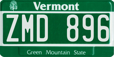VT license plate ZMD896