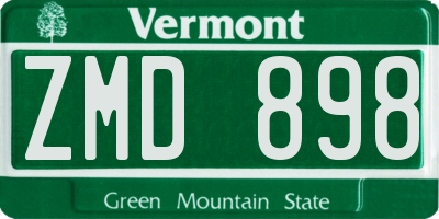 VT license plate ZMD898
