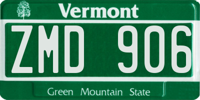 VT license plate ZMD906