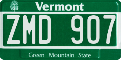 VT license plate ZMD907