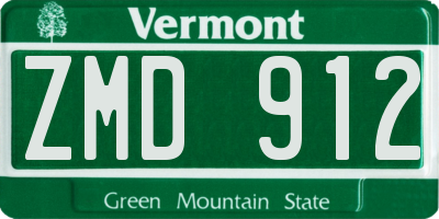 VT license plate ZMD912