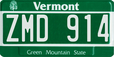VT license plate ZMD914