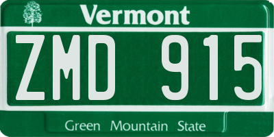 VT license plate ZMD915