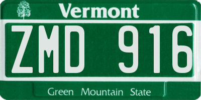 VT license plate ZMD916
