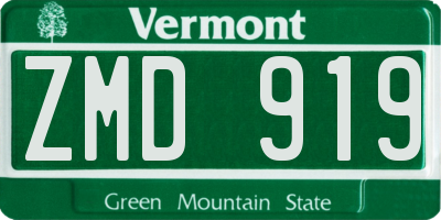VT license plate ZMD919