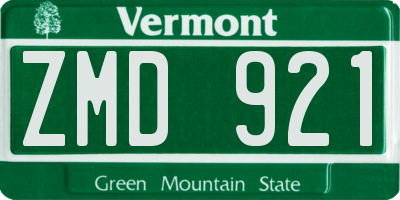 VT license plate ZMD921