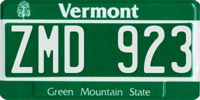 VT license plate ZMD923