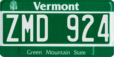 VT license plate ZMD924