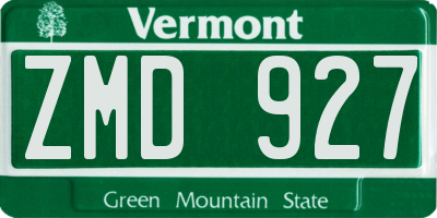 VT license plate ZMD927