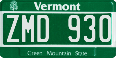 VT license plate ZMD930