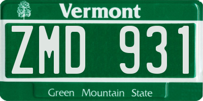 VT license plate ZMD931