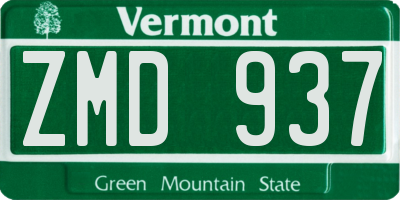 VT license plate ZMD937