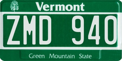VT license plate ZMD940