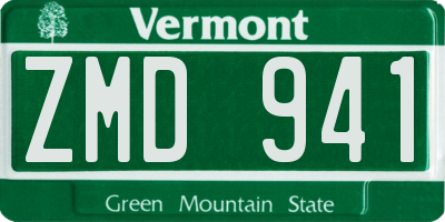 VT license plate ZMD941