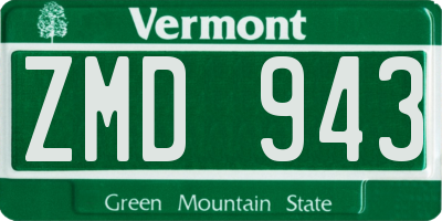 VT license plate ZMD943