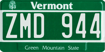 VT license plate ZMD944