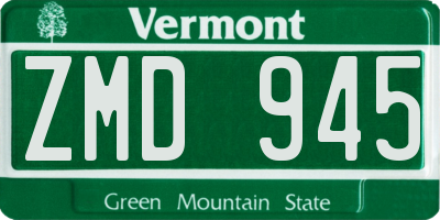 VT license plate ZMD945