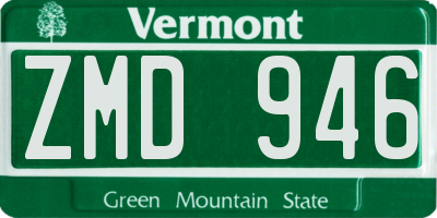 VT license plate ZMD946