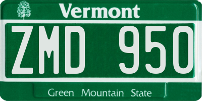 VT license plate ZMD950