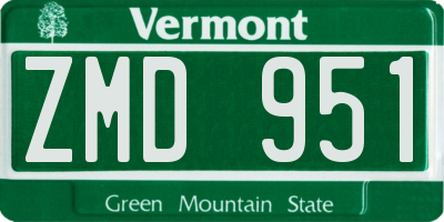 VT license plate ZMD951