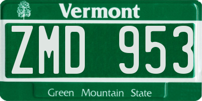 VT license plate ZMD953