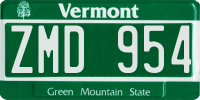 VT license plate ZMD954