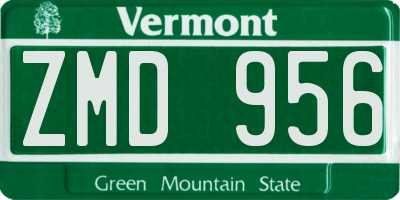 VT license plate ZMD956