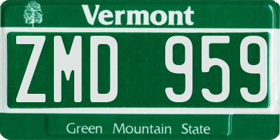 VT license plate ZMD959