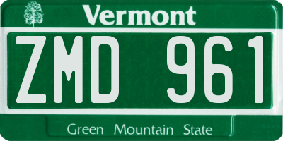 VT license plate ZMD961
