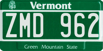 VT license plate ZMD962