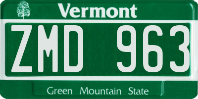 VT license plate ZMD963