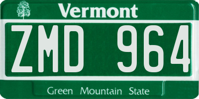 VT license plate ZMD964
