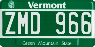 VT license plate ZMD966