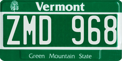 VT license plate ZMD968